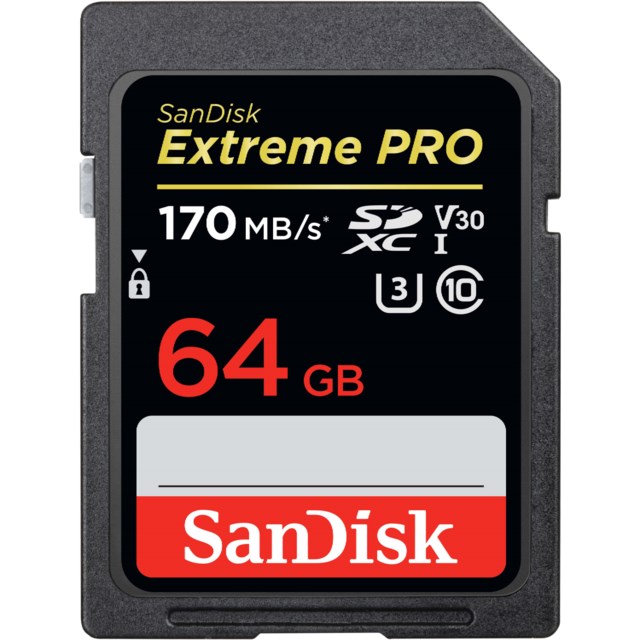 SanDisk Hukommelseskort SDXC Extreme Pro 64GB 170MB/s UHS-I V30 U3 C10
