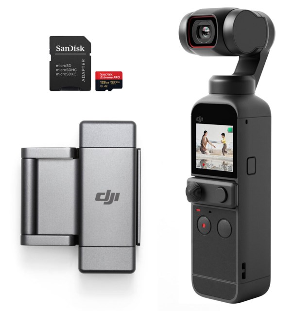 DJI Pocket 2 + Phone Clip + 128GB minneskort