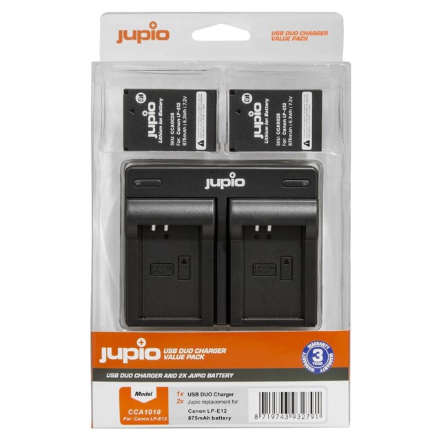 Jupio 2x Battery LP-E12 + USB Dual Charger (Value Pack), Canon