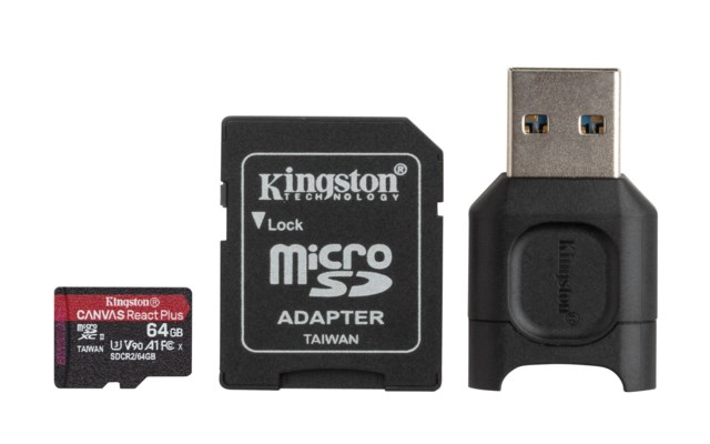 Kingston MicroSDXC Canvas React Plus 64GB V90 285/165MB/s SD-adapter