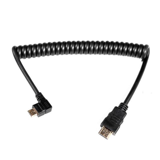 CARUBA HDMI A Male 1.4 - Mini C Male Angled Coiled, 20-45cm