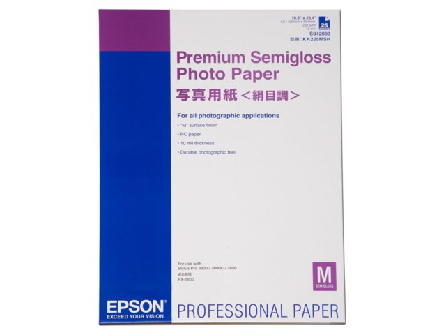 Epson Fotopapper A2 Premium Semigloss Photo Paper 250gr